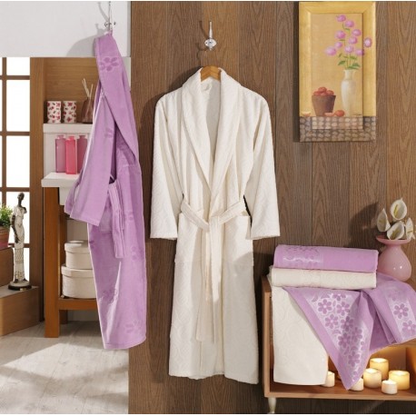 Jacquard Velvet Bathrobe Set Lilac