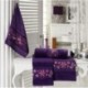 Embroidered Stony Velvet Bathrobe Towel Set Purple