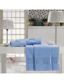 Jacquard Velvet Bathrobe Towel Set Blue