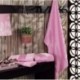 Jacquard Velvet Bathrobe Towel Set Pink