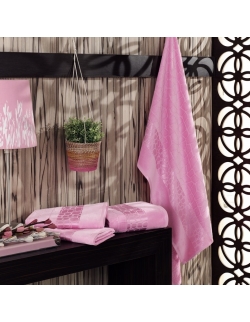 Jacquard Velvet Bathrobe Towel Set Pink