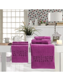 Jacquard Velvet Banyo Havlusu Set Damsons