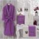 Embroidered Tufting Bathrobe Set Purple